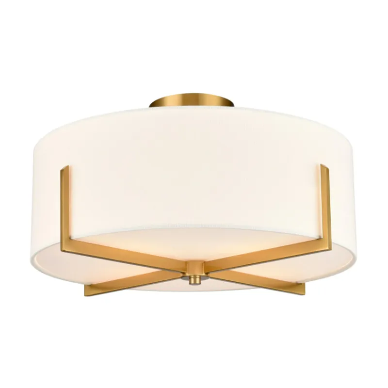 Hoe kan een moderne plafondlamp met crèmekleurige stoffen kap hedendaagse binnenruimtes transformeren