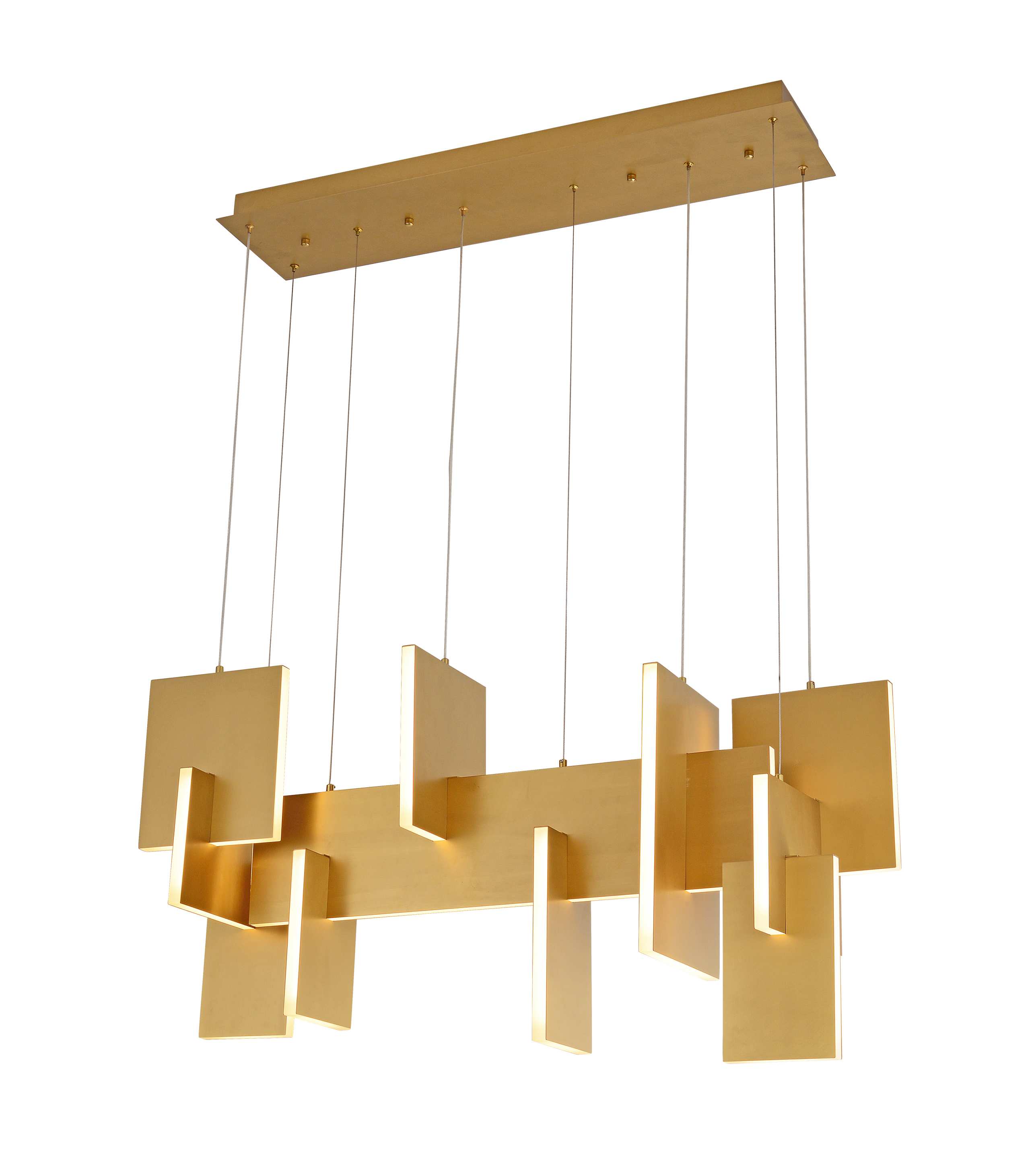 Gouden geometrische paneel lineaire kroonluchter