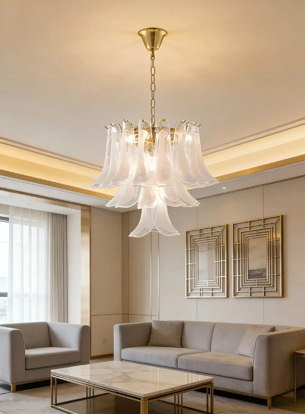 7 Light Handmade Art Glass Modern Chandelier
